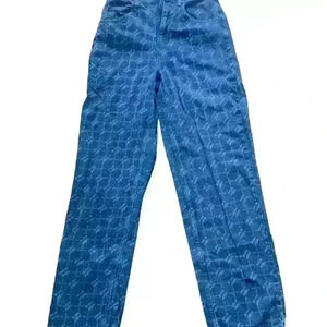 iets frans... Monogram Jeans High Rise Wide Legs Retro Sz 27W